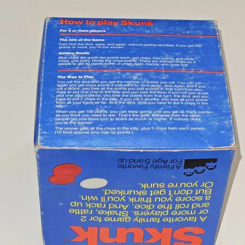 VTG Skunk Game Schaper COMPLETE 2 Skunk Dice Score Pad Chips